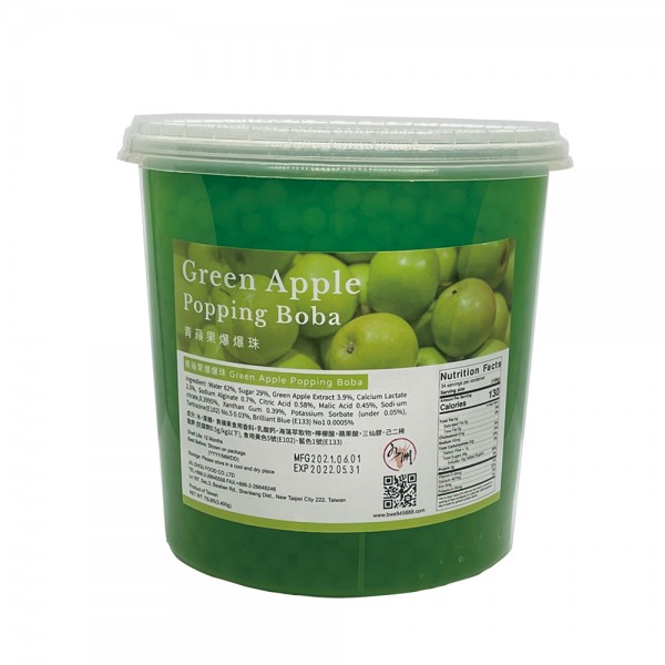 JIU ZHOU FOOD CO LTD｜TAIWAN BUBBLE TEA SUPPLIER｜BUBBLE TEA RAW MATERIALS_Green Apple Popping Boba